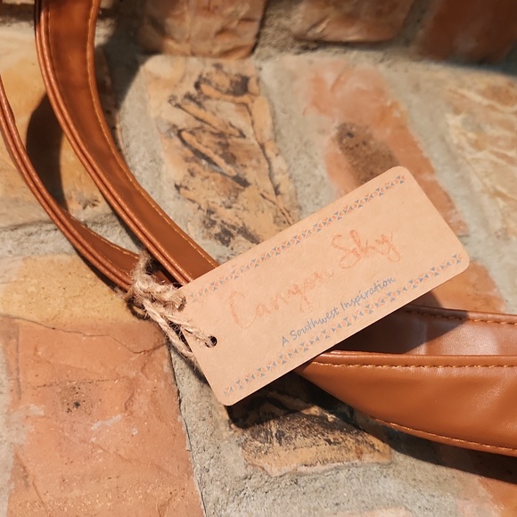 Canyon Sky Blue & Orange Geometric Aztec Tote Bag 2 End Pockets NWT - Picture 3 of 8